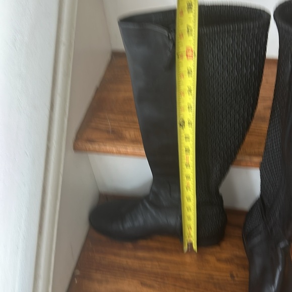 Cole Haan Leather Grand Tall Riding Boots Black Leather/Stretch Woven 7.5 Zip - Picture 10 of 12